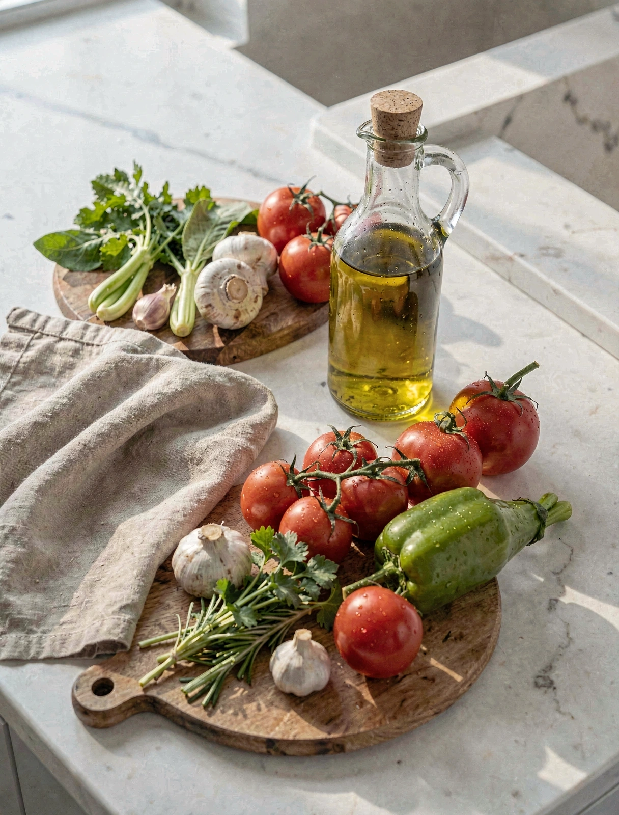 Ingredientes frescos para planificación semanal